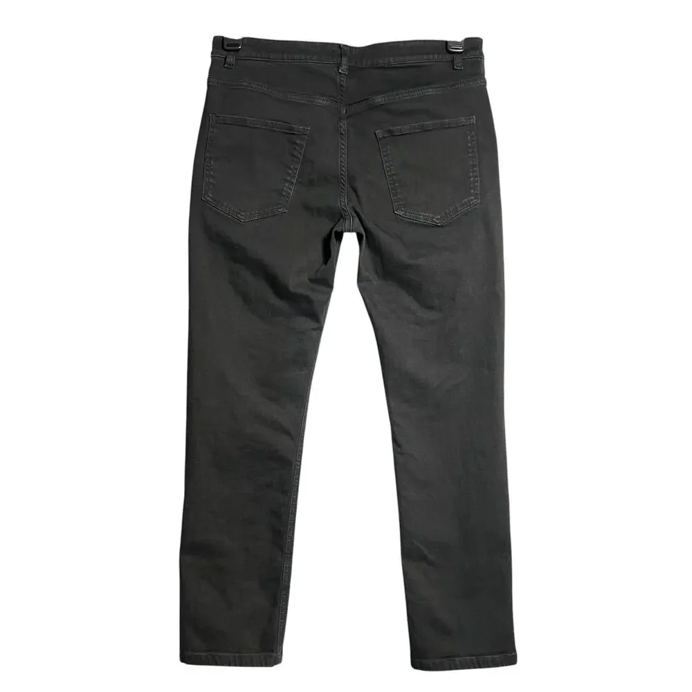 Chanel Uniform Slim Straight Stretch Denim Jeans Black EU 40 Lion Crest